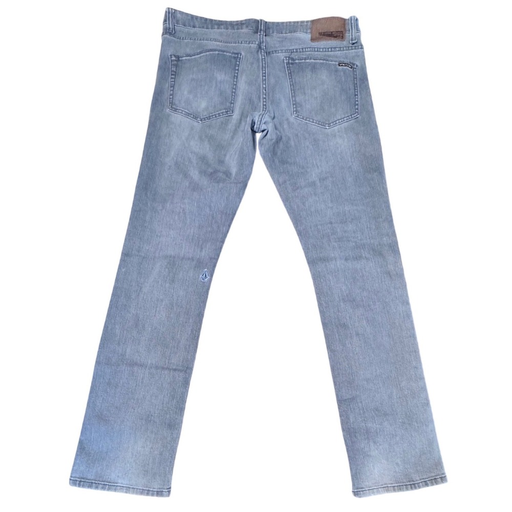 Volcom Jeans Mens 32 Vorta Slim Straight Denim Grey Stretch Skate Streetwear